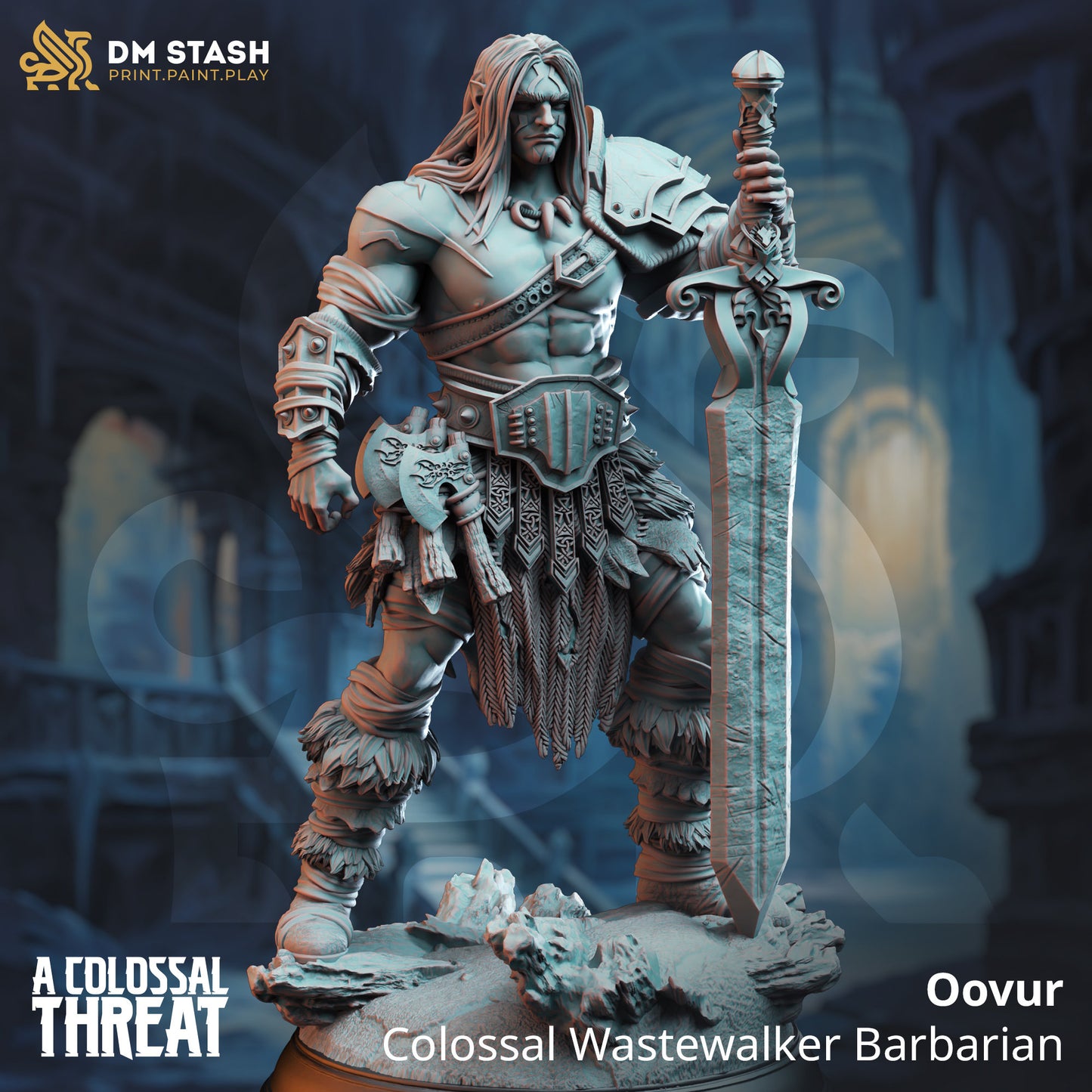 Goliath Giant Barbarian - Oovur Figure with base print 3d 12k miniature Gift Idea mini | Dungeons & Dragons | Tabletop | DM Stash