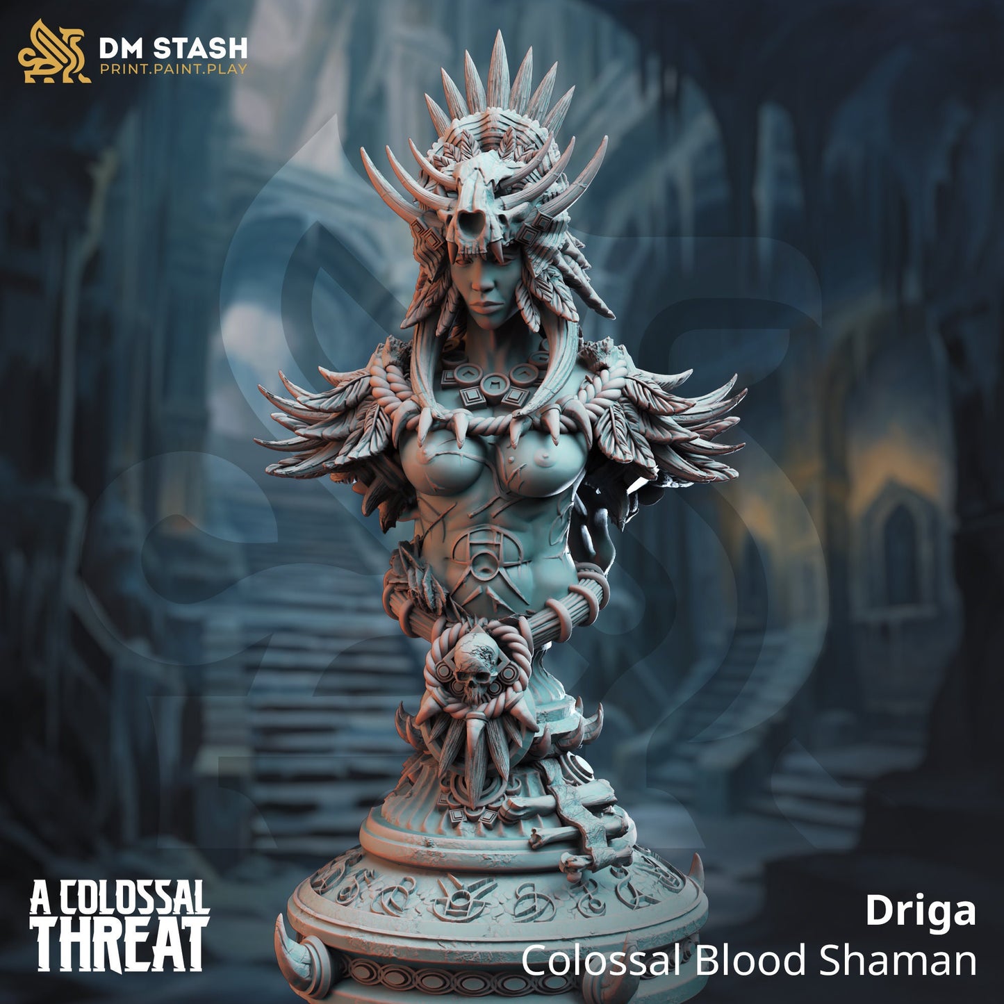 BUST Goliath Blood Shaman Priestess - Driga - 120mm tall - figure print 3d 12k miniature Gift Idea | Dungeons and Dragons |Tabletop DM Stash