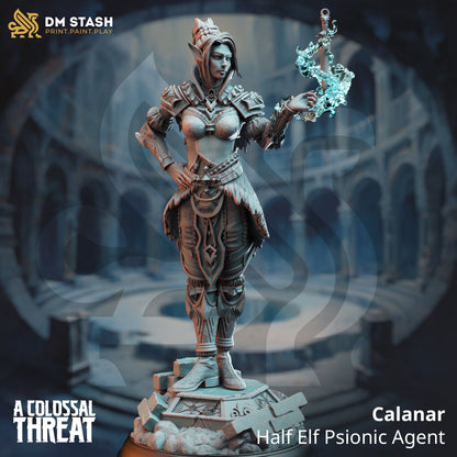 Half Elf Soulknife Rogue Agent - Calanar Figure with base print 3d 12k miniature Gift Idea mini | Dungeons & Dragons | Tabletop | DM Stash