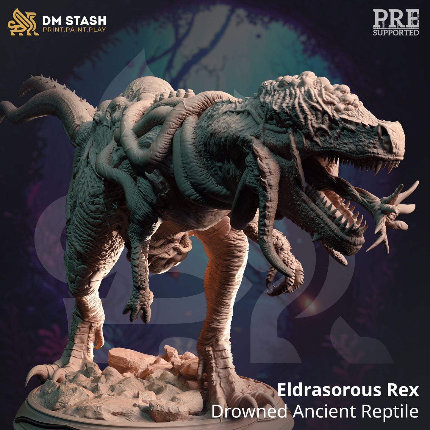 Eldritch Dinosaur - Eldrasorous Rex Figure 12k + Base Print 3D RPG Miniature Gift Idea mini | Dungeons & Dragons | Tabletop | DM Stash