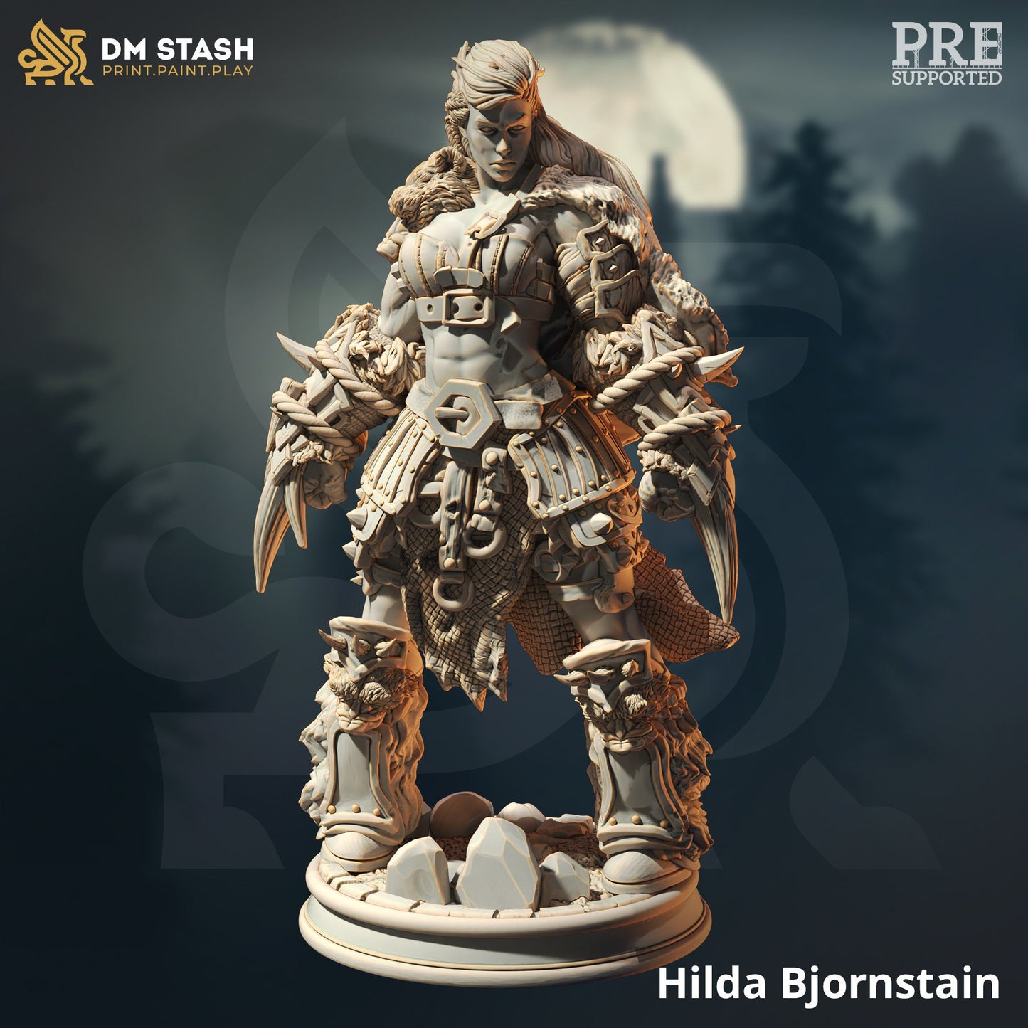 Human Berserker Barbarian - Hilda Bjornstain Figure 12k + Base Print 3D RPG Miniature Gift Idea mini | Dungeons & Dragons Tabletop DM Stash