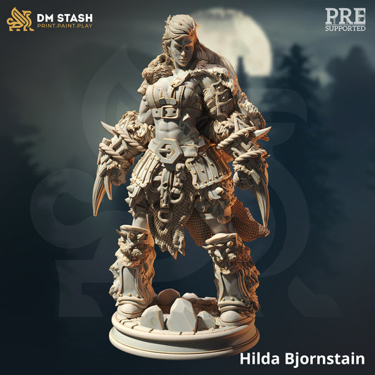 Human Berserker Barbarian - Hilda Bjornstain Figure 12k + Base Print 3D RPG Miniature Gift Idea mini | Dungeons & Dragons Tabletop DM Stash