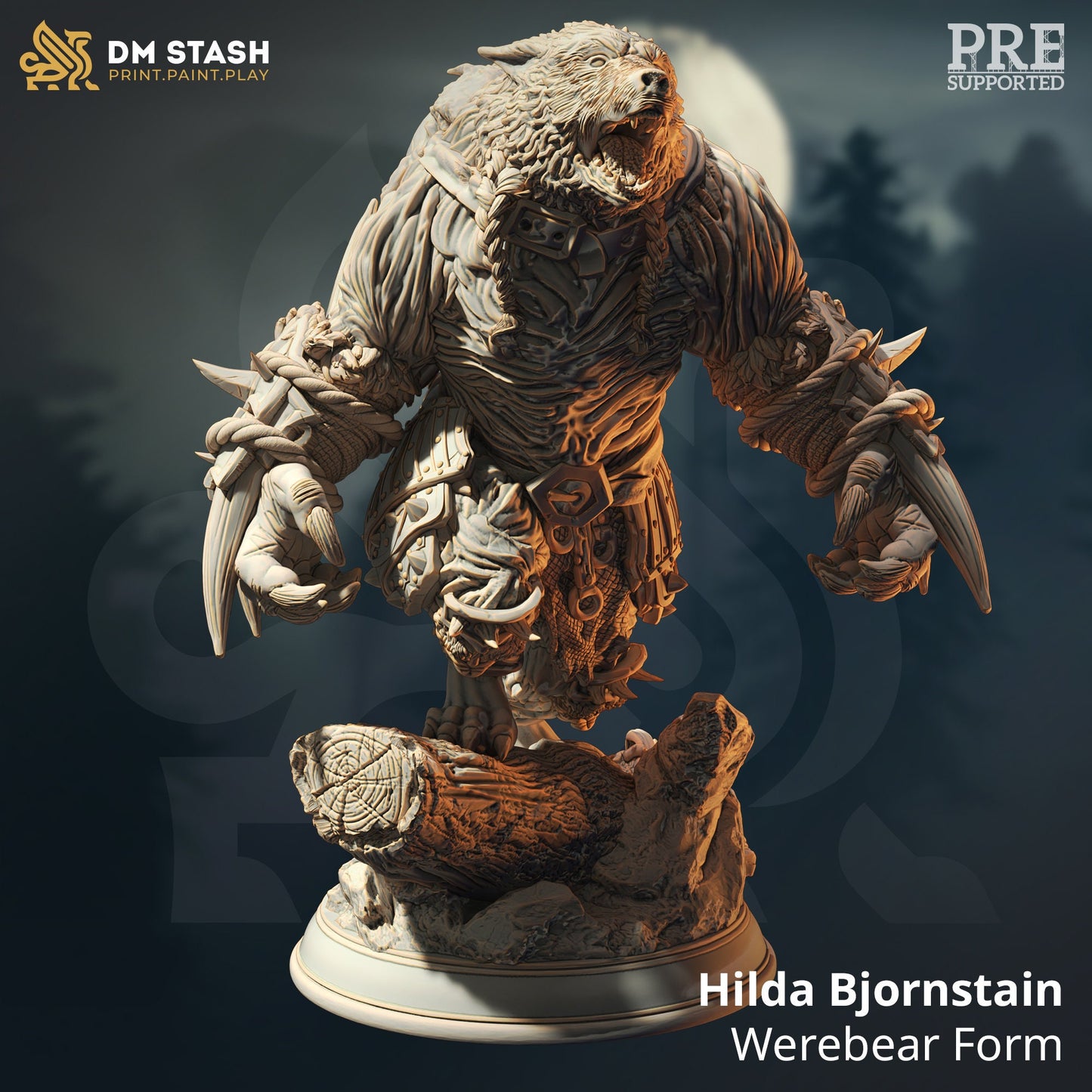 Werebear Bearserker Barbarian Hilda Bjornstain Figure 12k + Base Print 3D RPG Miniature Gift Idea mini  Dungeons & Dragons Tabletop DM Stash