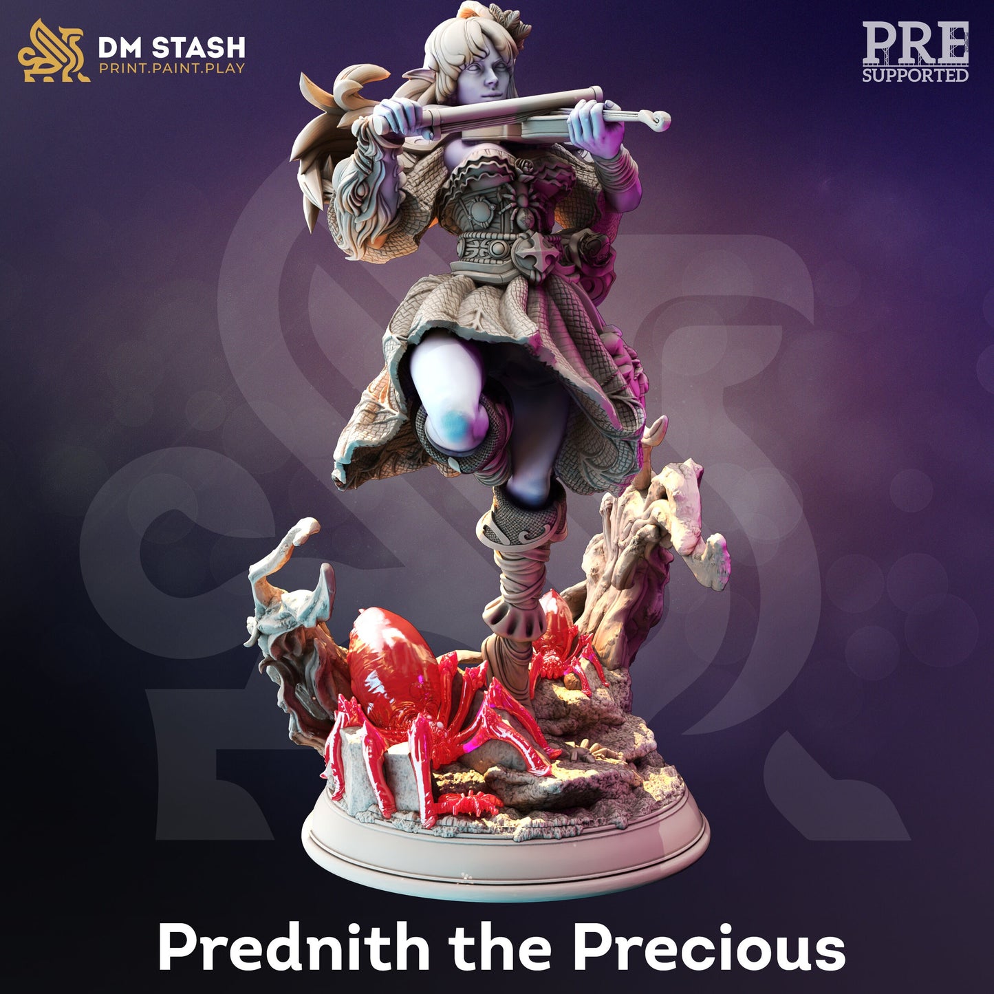 Drow Spider Charmer - Prednith the Precious Figure 12k + Base Print 3D RPG Miniature Gift Idea mini | Dungeons & Dragons | Tabletop DM Stash