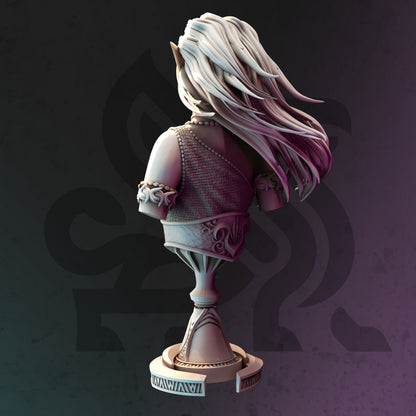 BUST - Drow Moon Priestess - Kadna Glyndrel 120mm tall figure print 3d 12k miniature Gift Idea Dungeons and Dragons Tabletop DM Stash