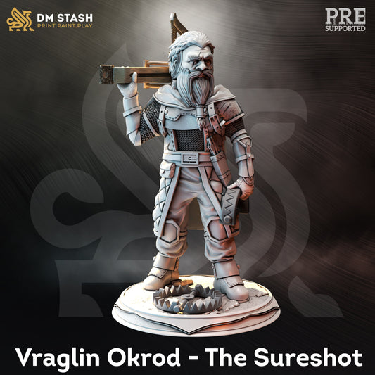 Half-Dwarf Hunter Crossbow - Vraglin Okrod Figure 12k + Base Print 3D RPG Miniature Gift Idea mini Dungeons & Dragons Tabletop DM Stash