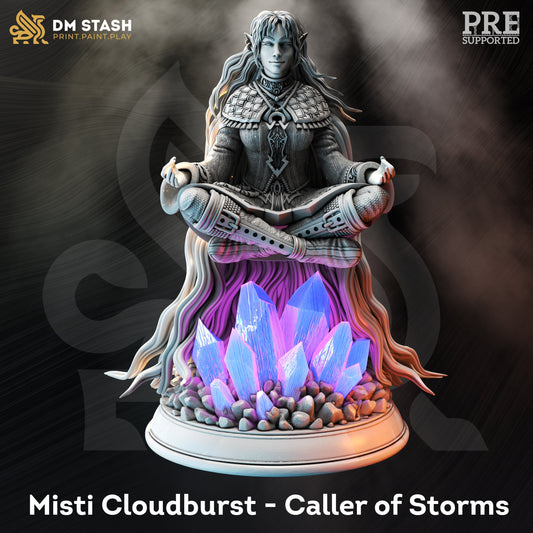 Elf Storm Sorcerer - Misti Cloudburst Figure 12k + Base Print 3D RPG Miniature Gift Idea mini Dungeons & Dragons Tabletop DM Stash