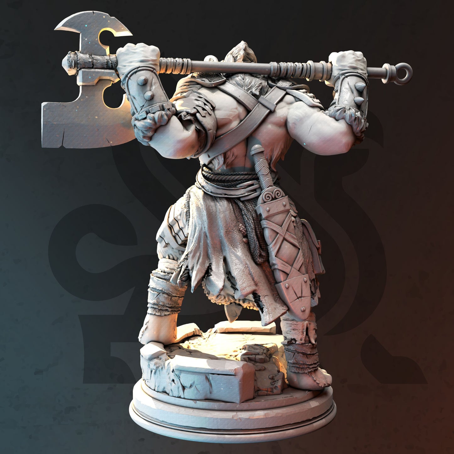 Lion-folk Barbarian Warrior - Ezeqial Figure 12k + Base Print 3D RPG Miniature Gift Idea mini | Dungeons & Dragons | Tabletop | DM Stash