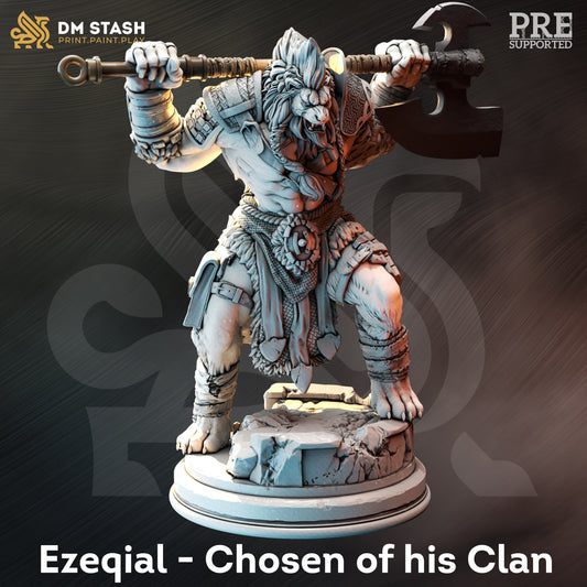 Lion-folk Barbarian Warrior - Ezeqial Figure 12k + Base Print 3D RPG Miniature Gift Idea mini | Dungeons & Dragons | Tabletop | DM Stash