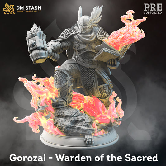 Fiery Forge Cleric - Gorozai with hammer Figure 12k + Base Print 3D RPG Miniature Gift Idea mini | Dungeons & Dragons | Tabletop | DM Stash