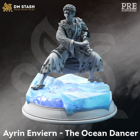 Water Elf Samurai Ice - Ayrin Enviern Figure 12k + Base Print 3D RPG Miniature Gift Idea mini | Dungeons & Dragons | Tabletop | DM Stash