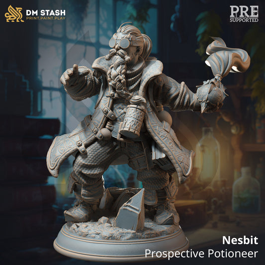 Dwarven Alchemist - Nesbit Figure + Base print 3d 12k dnd miniature Gift Idea mini | Dungeons & Dragons | Tabletop | DM Stash