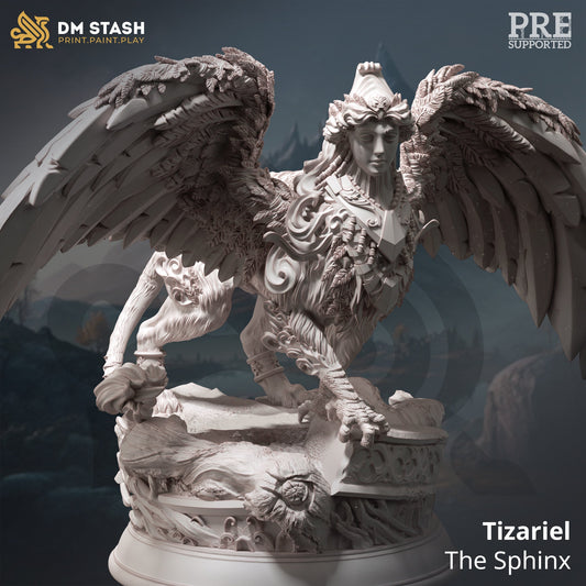 Ancient Sphinx - Tizariel Large Figure + Base print 3d 12k dnd miniature Gift Idea mini | Dungeons & Dragons | Tabletop | DM Stash