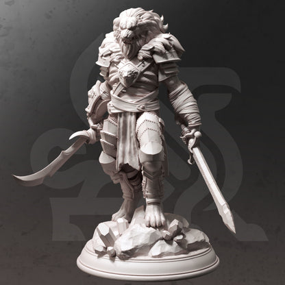 Lionfolk Bloodhunter - Kiz Ai&#39;er Figure + Base print 3d 12k dnd miniature Gift Idea mini | Dungeons & Dragons | Tabletop | DM Stash