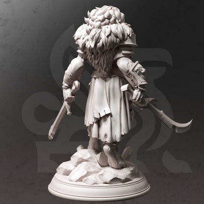 Lionfolk Bloodhunter - Kiz Ai&#39;er Figure + Base print 3d 12k dnd miniature Gift Idea mini | Dungeons & Dragons | Tabletop | DM Stash