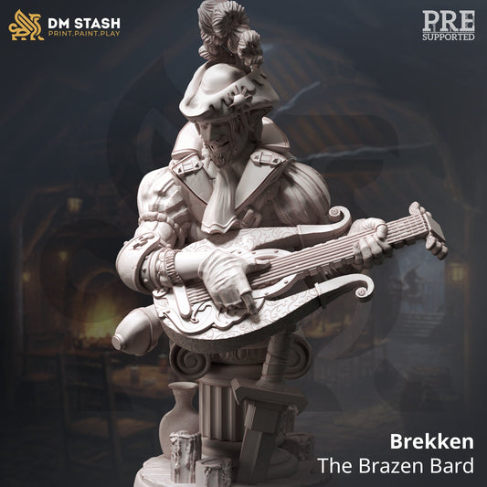 BUST - Brekken the Brazen Bard - 120mm tall - figure print 3d 12k miniature Gift Idea | Dungeons and Dragons |Tabletop DM Stash