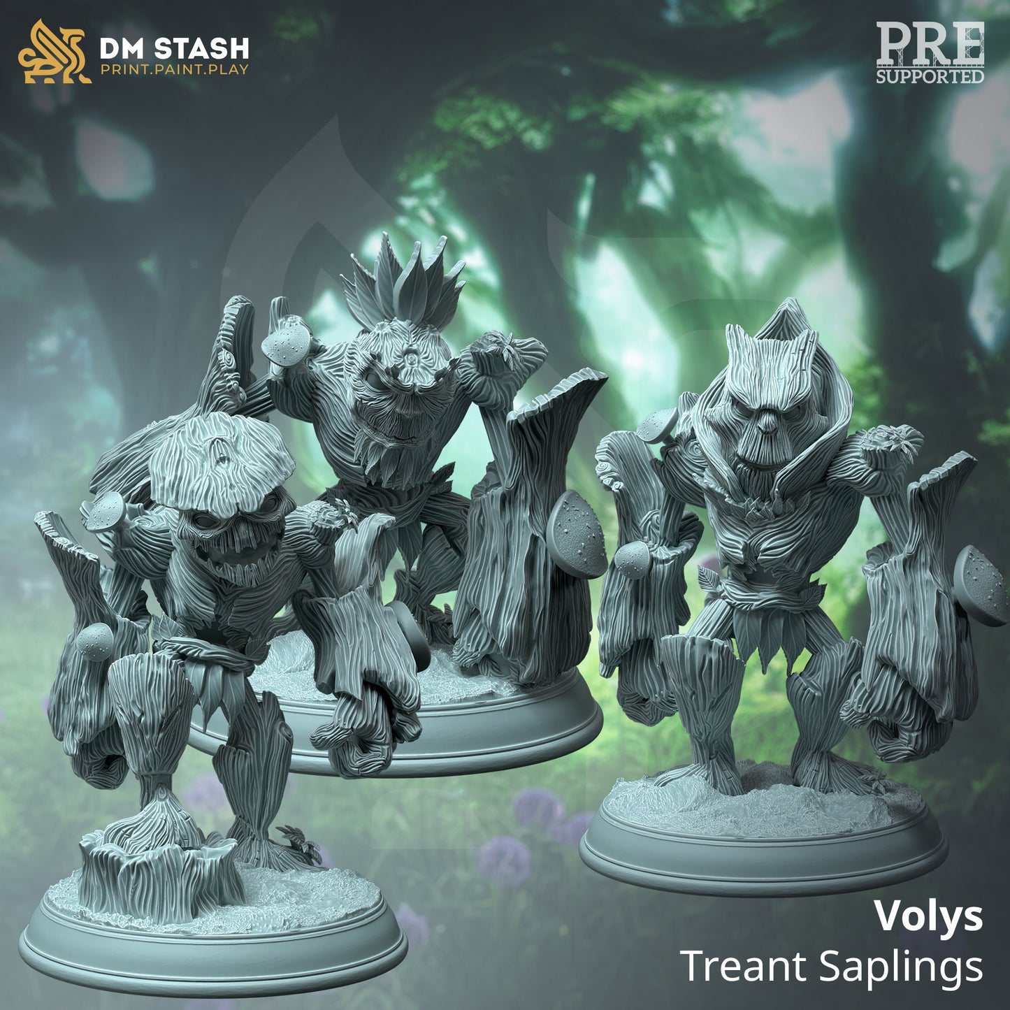 Trio of Treant Saplings - Volys Figure + Base print 3d 12k dnd miniature Gift Idea mini | Dungeons & Dragons | Tabletop | DM Stash