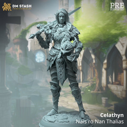 Fey Elf Paladin - Celathyn Figure + Base print 3d 12k dnd miniature Gift Idea mini | Dungeons & Dragons | Tabletop | DM Stash