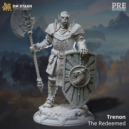 Noble Orc Knight - Trenon Warrior Figure + Base print 3d 12k dnd miniature Gift Idea mini | Dungeons & Dragons | Tabletop | DM Stash