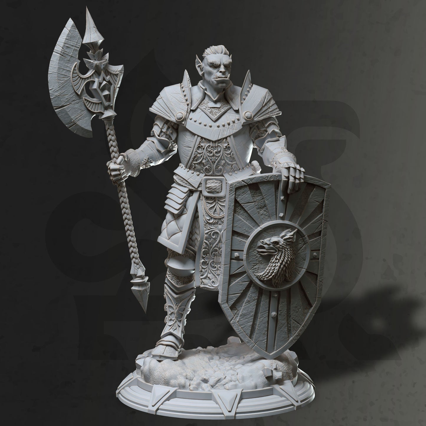 Noble Orc Knight - Trenon Warrior Figure + Base print 3d 12k dnd miniature Gift Idea mini | Dungeons & Dragons | Tabletop | DM Stash