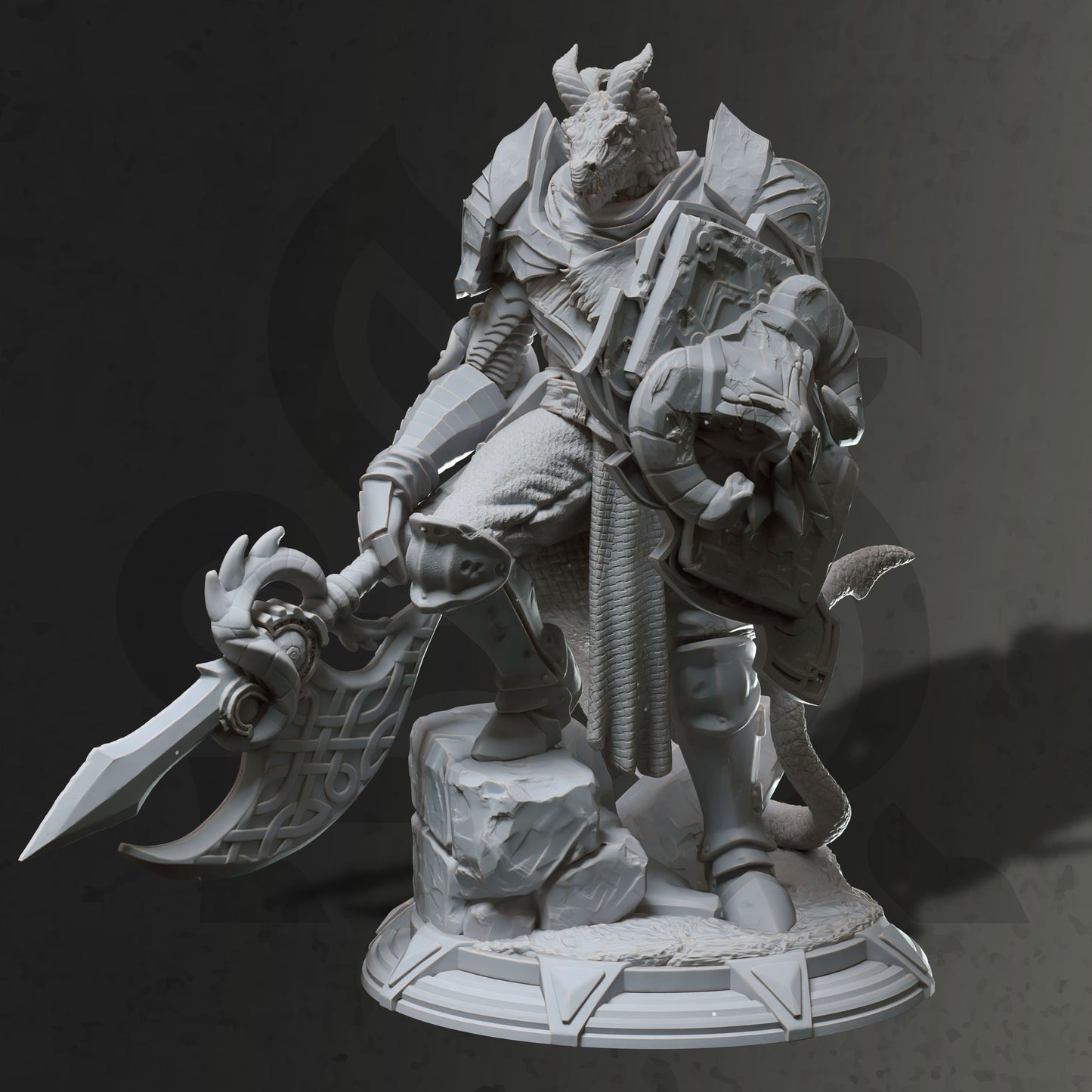 Dragon Knight - Tharvian Warrior Figure + Base print 3d 12k dnd miniature Gift Idea mini | Dungeons & Dragons | Tabletop | DM Stash