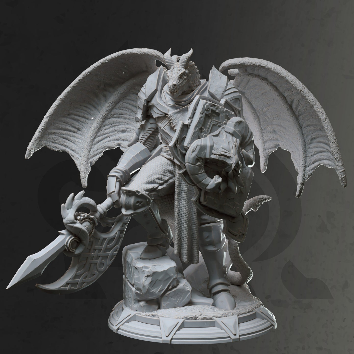 Dragon Knight - Tharvian Warrior Figure + Base print 3d 12k dnd miniature Gift Idea mini | Dungeons & Dragons | Tabletop | DM Stash