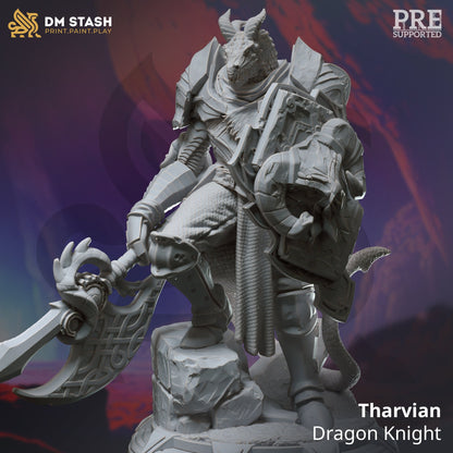 Dragon Knight - Tharvian Warrior Figure + Base print 3d 12k dnd miniature Gift Idea mini | Dungeons & Dragons | Tabletop | DM Stash