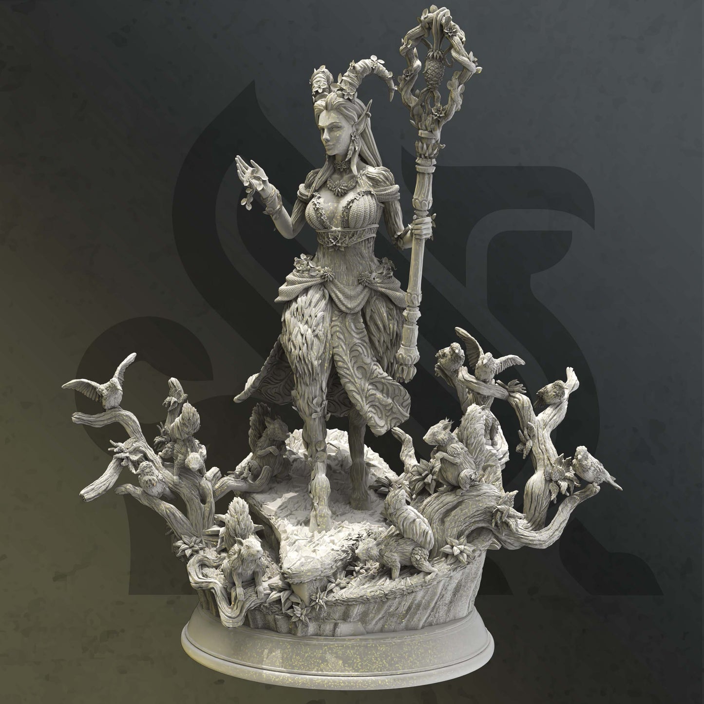 Fey-touched Faun Goddess - Renmaeth Figure 12k + Base Print 3D RPG Miniature Gift Idea mini | Dungeons & Dragons | Tabletop | DM Stash