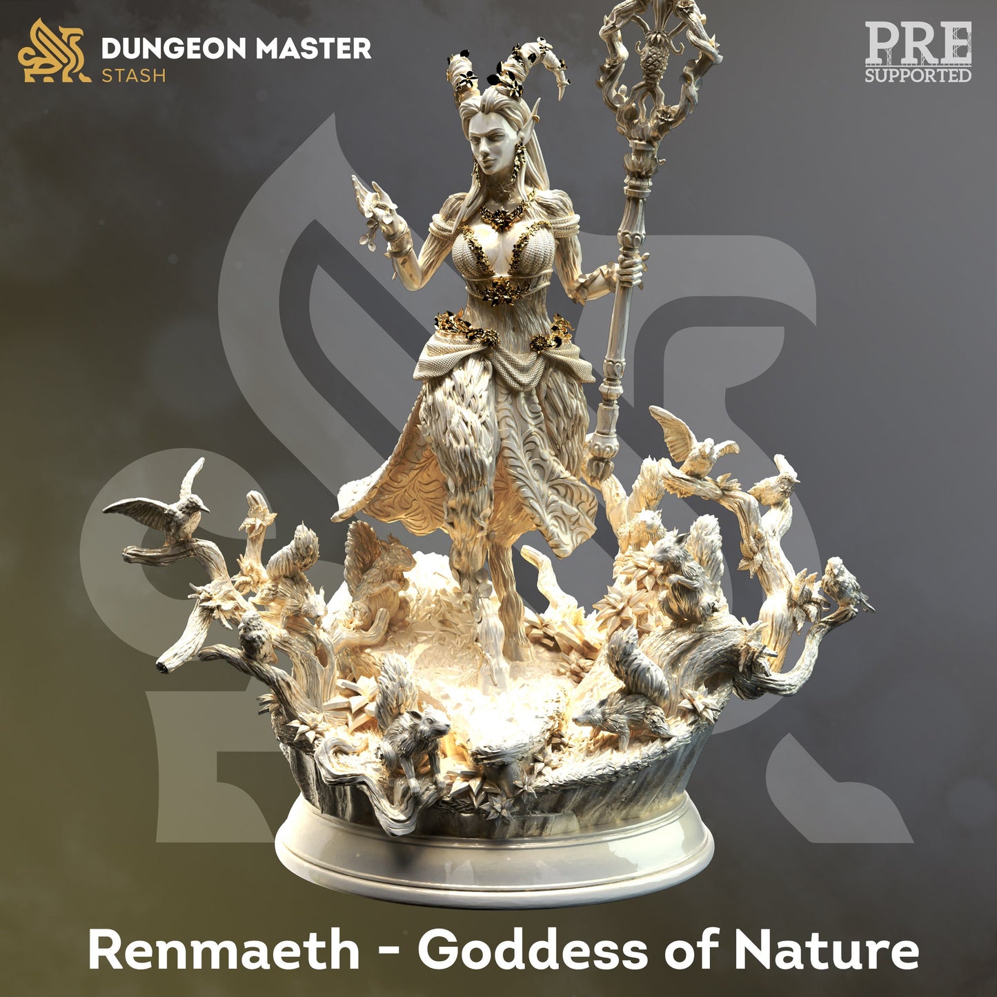 Fey-touched Faun Goddess - Renmaeth Figure 12k + Base Print 3D RPG Miniature Gift Idea mini | Dungeons & Dragons | Tabletop | DM Stash