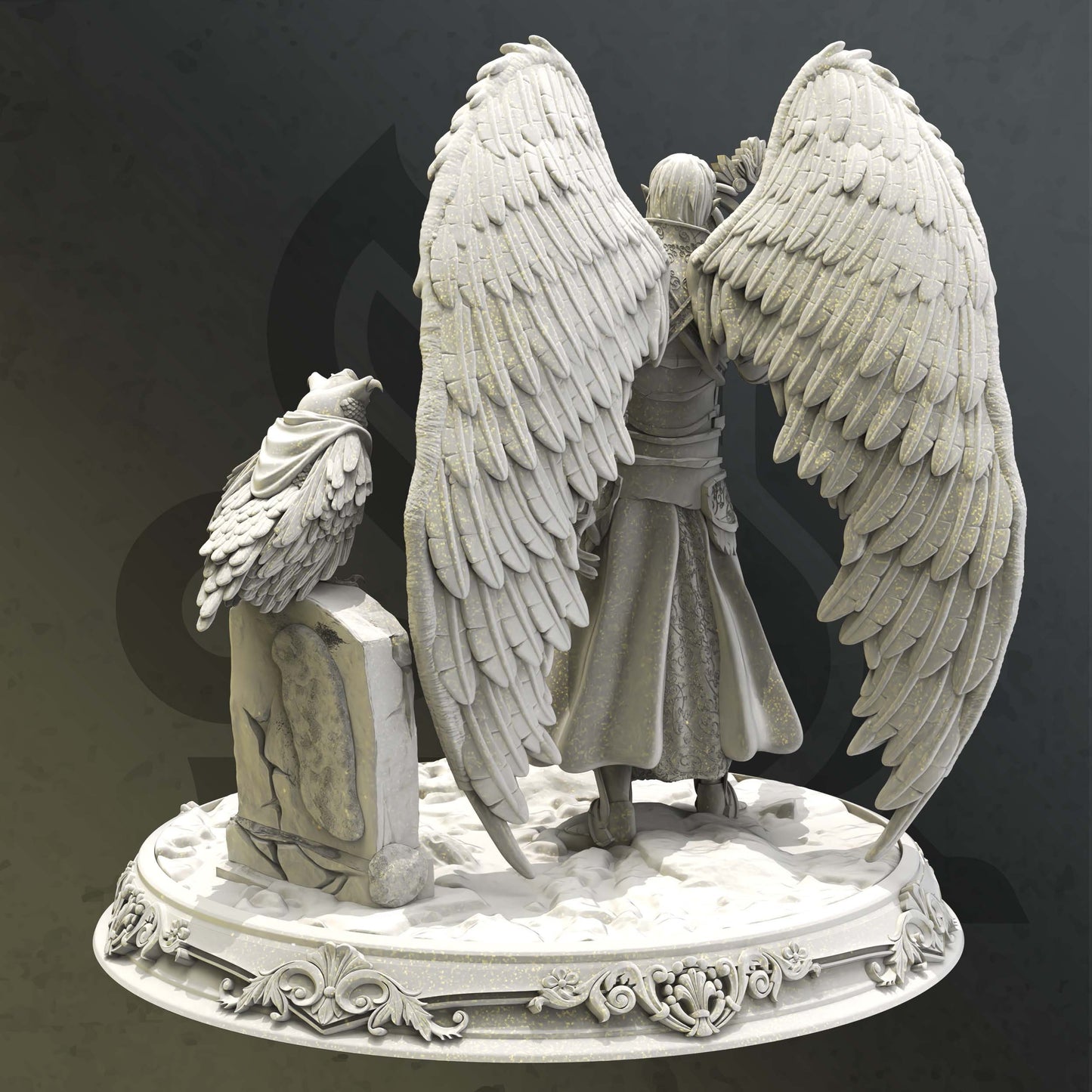 Divine of Passing - Namneri Angel and Owl Figure 12k + Base Print 3D RPG Miniature Gift Idea mini | Dungeons & Dragons  Tabletop DM Stash