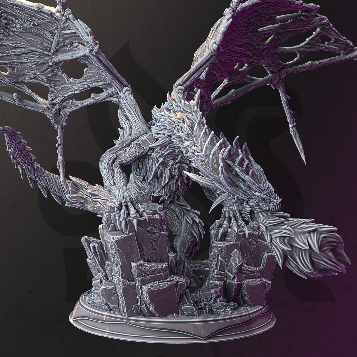 Undead Frost Dragon - Nerevin Figure + Base print 3d 12k dnd miniature Gift Idea mini | Dungeons & Dragons | Tabletop | DM Stash