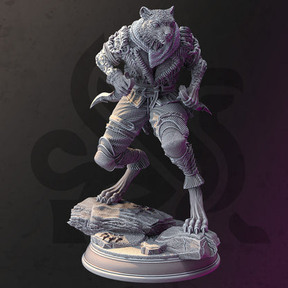 Tabaxi Snow Leopard Rogue - Curatio Ounce Figure + Base print 3d 12k dnd miniature Gift Idea mini | Dungeons & Dragons | Tabletop | DM Stash