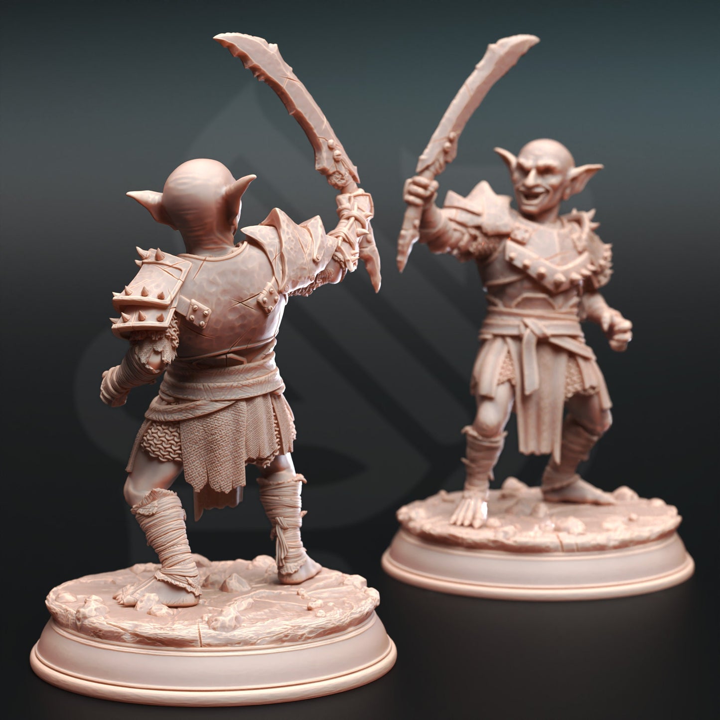 Goblin Bandits - Urkadu Goblins Warrior Trio Figure with base print 3d 12k miniature Gift Idea mini | Dungeons & Dragons | Tabletop DM Stash