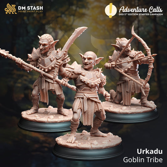 Goblin Bandits - Urkadu Goblins Warrior Trio Figure with base print 3d 12k miniature Gift Idea mini | Dungeons & Dragons | Tabletop DM Stash