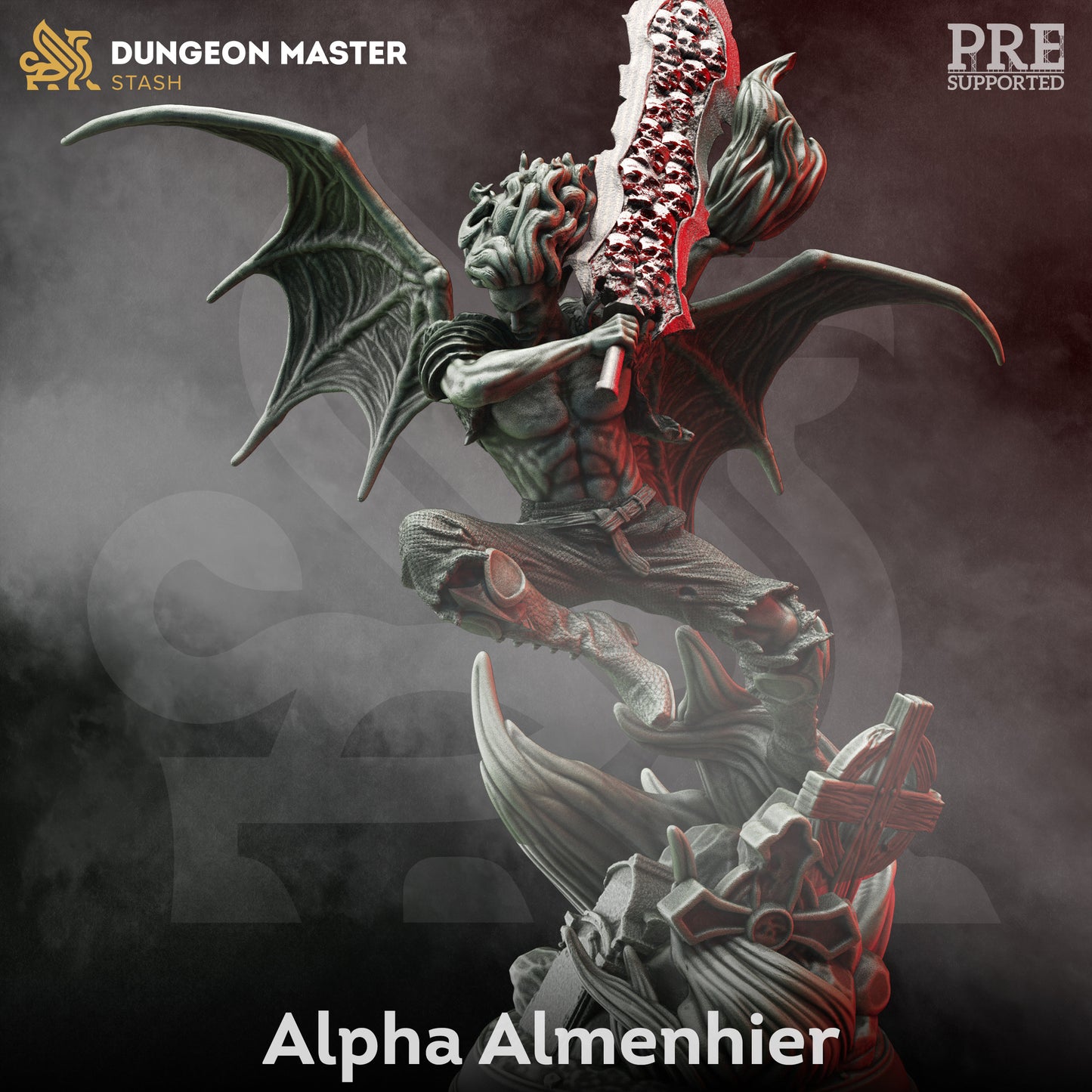 Alpha Vampire - Almenhier Knight Warrior Figure with base print 3d 12k miniature Gift Idea mini | Dungeons & Dragons | Tabletop | DM Stash