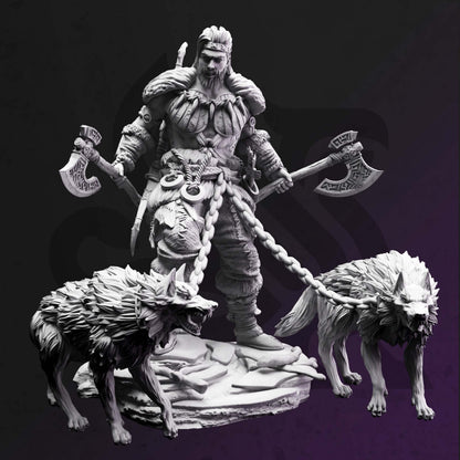 Goliath Wolf Master - Wajoski Hunds Warrior Figure with base print 3d 12k miniature Gift Idea mini | Dungeons & Dragons | Tabletop DM Stash