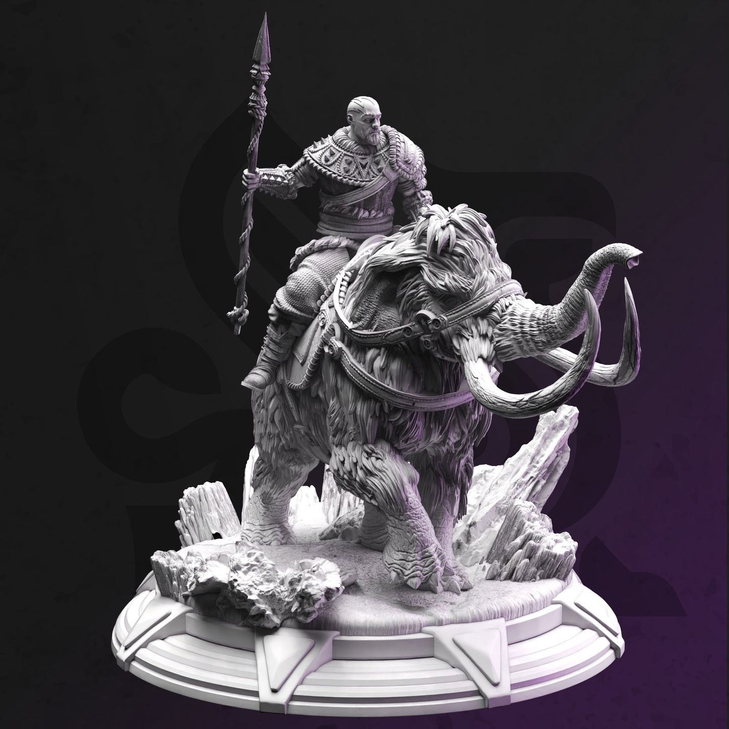 Goliath Mammoth Rider -Touches-the-Sky Warrior Figure with base print 3d 12k miniature Gift Idea mini | Dungeons & Dragons Tabletop DM Stash