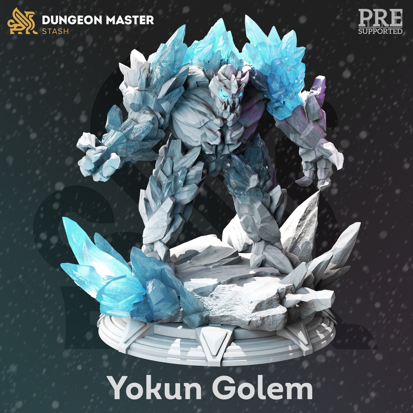 Frost Golem - The Yokun Golem Rock Large Figure with base print 3d 12k miniature Gift Idea mini | Dungeons & Dragons | Tabletop | DM Stash