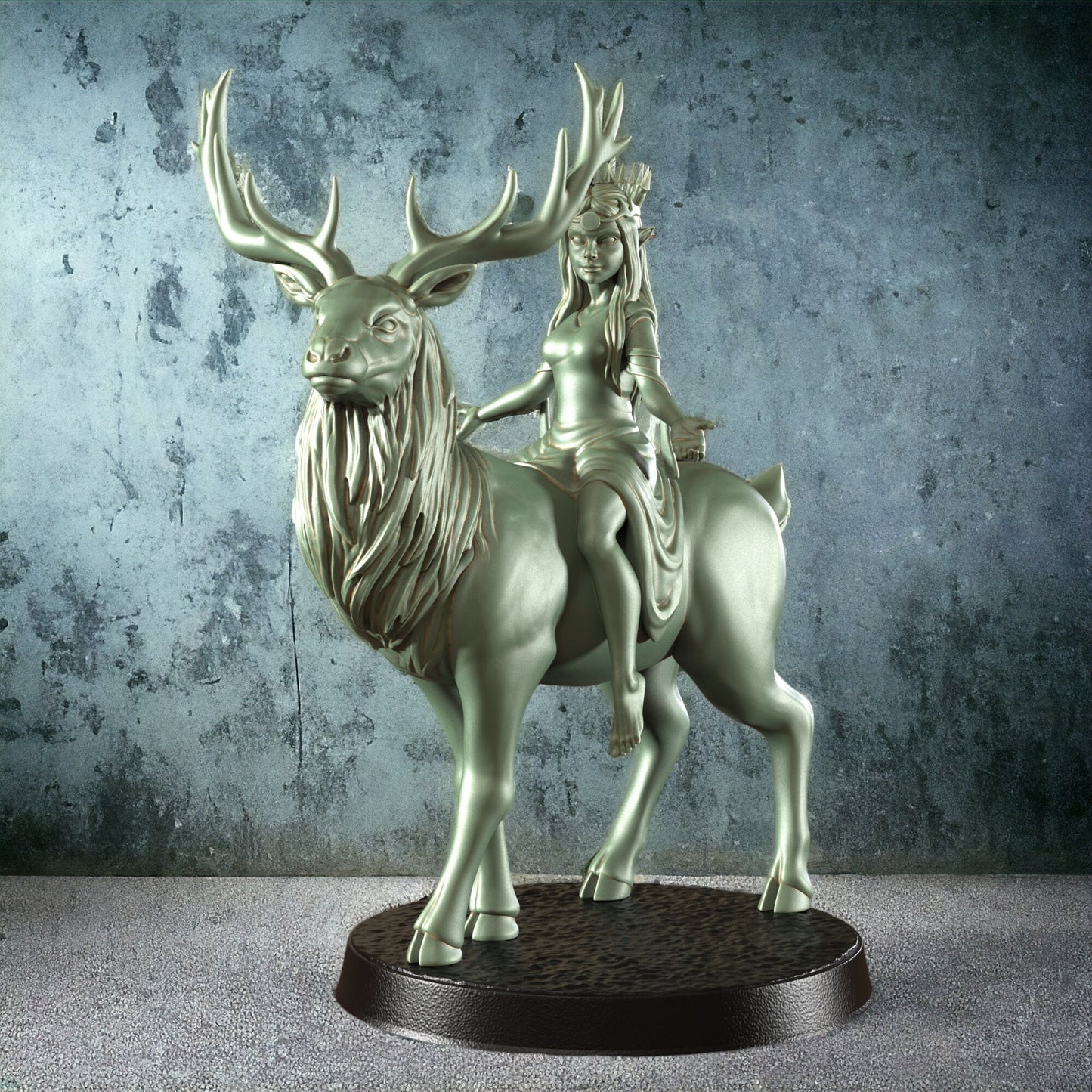 Gala - Deer Rider Elf Woman Figure 12k + Base Print 3D RPG Miniature Gift Idea mini | Dungeons & Dragons | Tabletop | RN Estudio