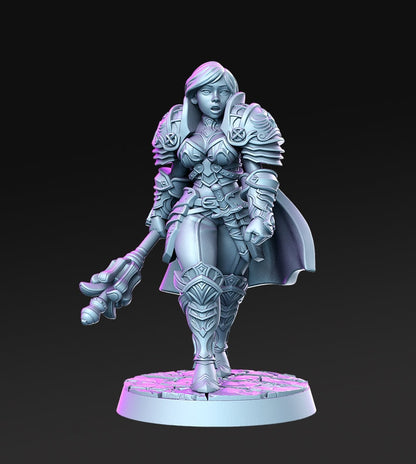 Caliope - Woman Warrior Knight Figure 12k + Base + BONUS Print 3D RPG Miniature Gift Idea mini | Dungeons & Dragons | Tabletop | RN Estudio