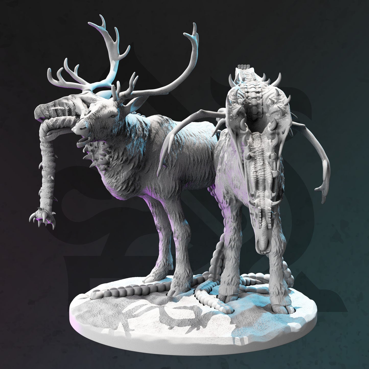 Wild Monster Deer - The Reindread LARGE Figure with base print 3d 12k miniature Gift Idea mini | Dungeons & Dragons | Tabletop | DM Stash