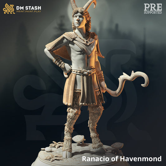 Satyr Moon Ranger - Ranacio of Havenmond Figure 12k + Base Print 3D RPG Miniature Gift Idea mini | Dungeons & Dragons | Tabletop | DM Stash