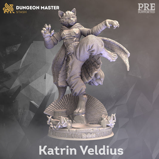 Catfolk Monk Assassin - Katrin Figure + base + BONUS print 3d 12k miniature Gift Idea mini | Dungeons & Dragons | Tabletop | DM Stash