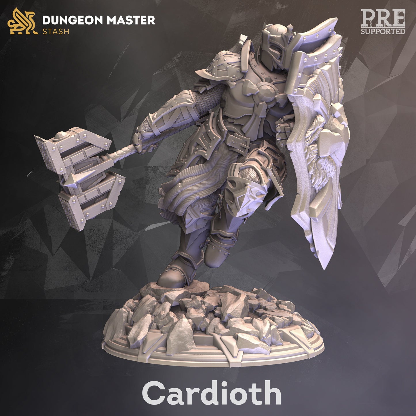 Holy Paladin - Cardioth Shieldsman Figure + base + BONUS print 3d 12k miniature Gift Idea mini | Dungeons & Dragons | Tabletop | DM Stash