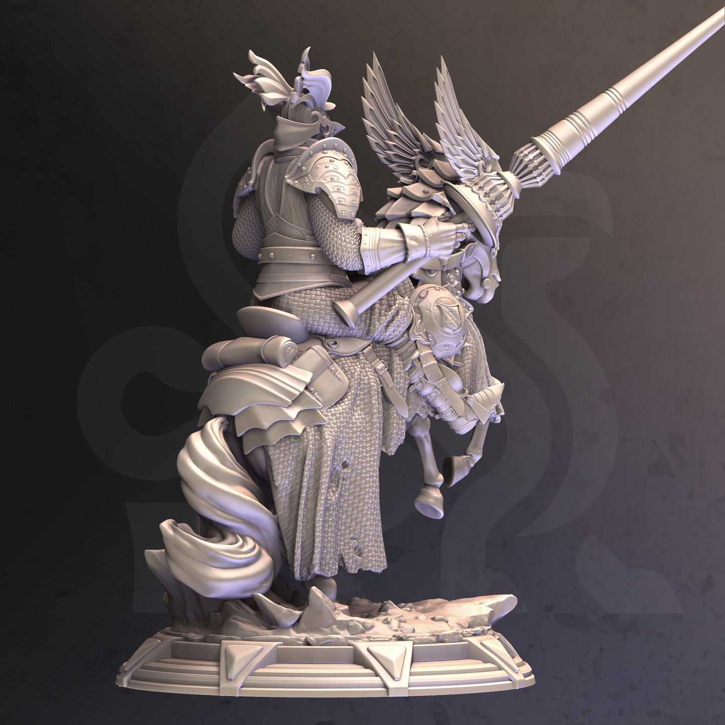 Gothic Knight - Brax Attican on Horse Figure + base + BONUS print 3d 12k miniature Gift Idea mini | Dungeons & Dragons | Tabletop | DM Stash