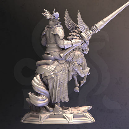 Gothic Knight - Brax Attican on Horse Figure + base + BONUS print 3d 12k miniature Gift Idea mini | Dungeons & Dragons | Tabletop | DM Stash