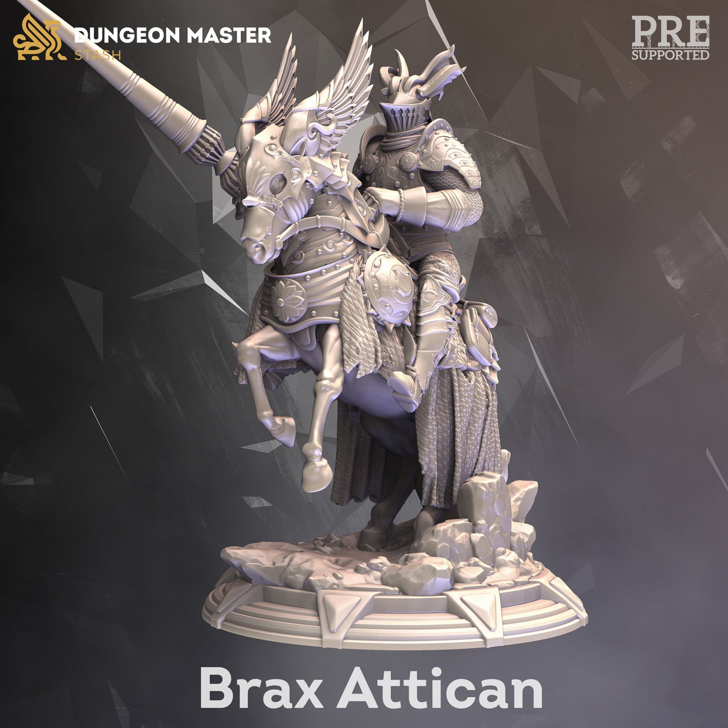 Gothic Knight - Brax Attican on Horse Figure + base + BONUS print 3d 12k miniature Gift Idea mini | Dungeons & Dragons | Tabletop | DM Stash