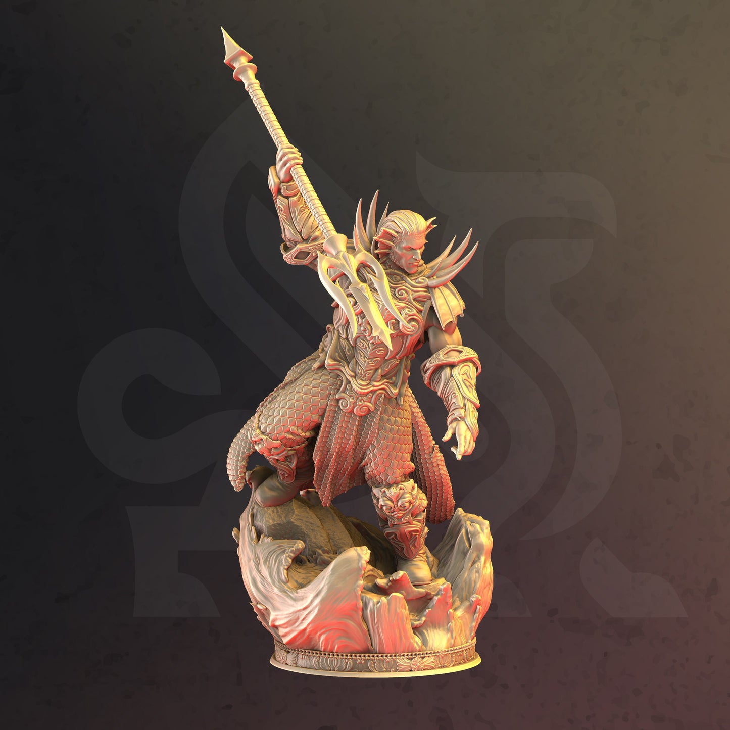 Water Genasi Warrior - Torrent Figure + base + BONUS print 3d 12k miniature Gift Idea mini | Dungeons & Dragons | Tabletop | DM Stash