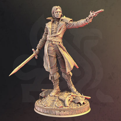 Human Gunslinger - Cedric of Wildern Figure + base + BONUS print 3d 12k miniature Gift Idea mini | Dungeons & Dragons | Tabletop | DM Stash