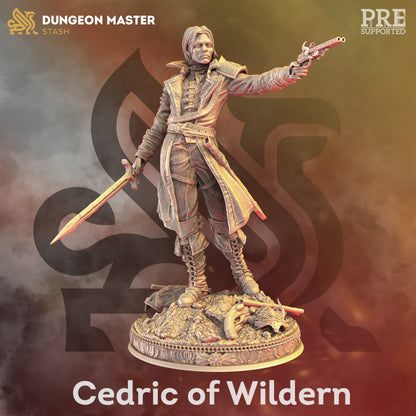 Human Gunslinger - Cedric of Wildern Figure + base + BONUS print 3d 12k miniature Gift Idea mini | Dungeons & Dragons | Tabletop | DM Stash